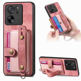 For Xiaomi 13T / 13T Pro Retro Cross Wristband Wallet Leather Back Phone Case(Pink)