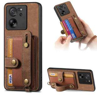 For Xiaomi 13T / 13T Pro Retro Cross Wristband Wallet Leather Back Phone Case(Brown)