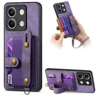 For Xiaomi Redmi Note 13 Retro Cross Wristband Wallet Leather Back Phone Case(Purple)