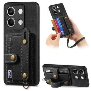 For Xiaomi Redmi Note 13 Retro Cross Wristband Wallet Leather Back Phone Case(Black)