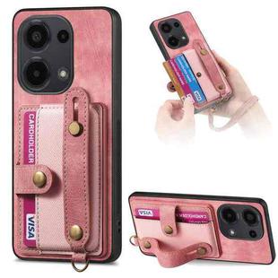 For Xiaomi Redmi Note 13 Pro 4G Retro Cross Wristband Wallet Leather Back Phone Case(Pink)