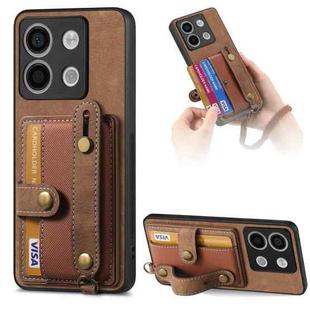 For Xiaomi Redmi Note 13 Pro 5G Retro Cross Wristband Wallet Leather Back Phone Case(Brown)
