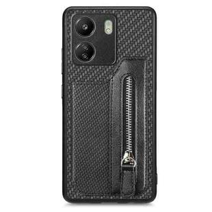 For Xiaomi  Redmi 13C Carbon Fiber Flip Zipper Wallet Phone Case(Black)