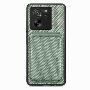 For Xiaomi 13T / 13T Pro Carbon Fiber Leather Card Magnetic Phone Case(Green)