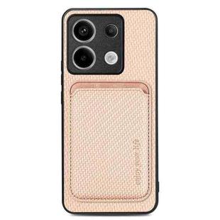 For Xiaomi Redmi Note 13 Pro Carbon Fiber Leather Card Magnetic Phone Case(Apricot)