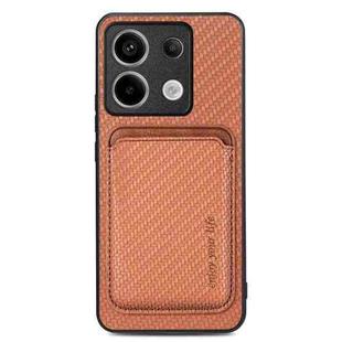 For Xiaomi Redmi Note 13 Pro Carbon Fiber Leather Card Magnetic Phone Case(Brown)