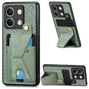 For Xiaomi Redmi Note 13 Carbon Fiber Wallet Flip Card K-shaped Holder Phone Case(Green)