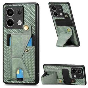 For Xiaomi Redmi Note 13 Pro Carbon Fiber Wallet Flip Card K-shaped Holder Phone Case(Green)