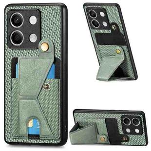 For Xiaomi Redmi Note 13 4G Carbon Fiber Wallet Flip Card K-shaped Holder Phone Case(Green)