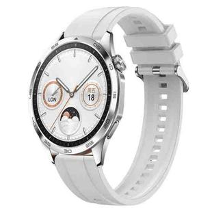 For Huawei Watch GT4 46mm Tire Pattern Silver Buckle Silicone Watch Band(White)