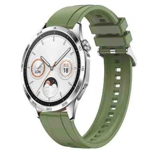 For Huawei Watch GT4 46mm Tire Pattern Silver Buckle Silicone Watch Band(Green)