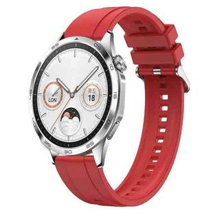 For Huawei Watch GT4 46mm Tire Pattern Silver Buckle Silicone Watch Band(Red)