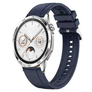 For Huawei Watch GT4 46mm Tire Pattern Silver Buckle Silicone Watch Band(Midnight Blue)