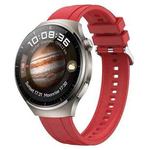 For Huawei Watch 4 Tire Pattern Silver Buckle Silicone Watch Band(Red)