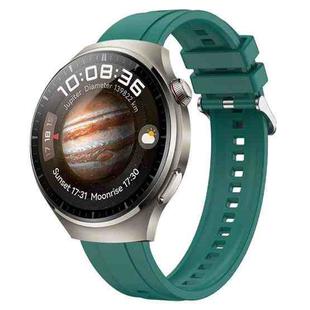 For Huawei Watch 4 Pro Tire Pattern Silver Buckle Silicone Watch Band(Dark Green)