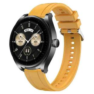 For Huawei Watch GT3 SE / Watch Buds Tire Pattern Silver Buckle Silicone Watch Band(Yellow)