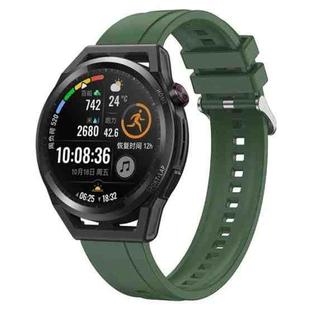 For Huawei Watch3 Pro New / GT Runner Tire Pattern Silver Buckle Silicone Watch Band(Hu Yang Green)