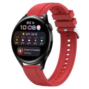 For Huawei Watch 3 / 3 Pro Tire Pattern Silver Buckle Silicone Watch Band(Red)