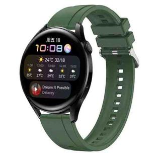 For Huawei Watch 3 / 3 Pro Tire Pattern Silver Buckle Silicone Watch Band(Hu Yang Green)