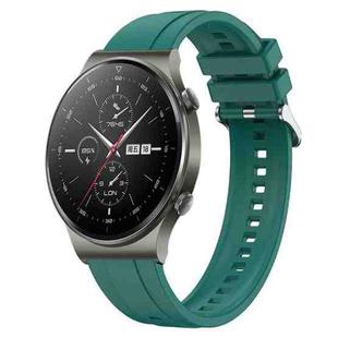 For Huawei Watch GT2 Pro / GT 2e / GT2 46mm Tire Pattern Silver Buckle Silicone Watch Band(Dark Green)