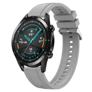 For Huawei Watch GT 42mm / 46mm Tire Pattern Silver Buckle Silicone Watch Band(Light Gray)