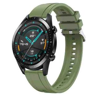 For Huawei Watch GT 42mm / 46mm Tire Pattern Silver Buckle Silicone Watch Band(Green)
