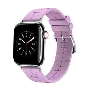 For Apple Watch SE 2023 44mm H Texture Soft Silicone Buckle Watch Band(Purple)