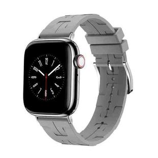 For Apple Watch SE 2023 44mm H Texture Soft Silicone Buckle Watch Band(Gray)