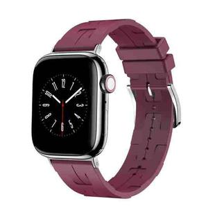 For Apple Watch Ultra 2 49mm H Texture Soft Silicone Buckle Watch Band(Wine)