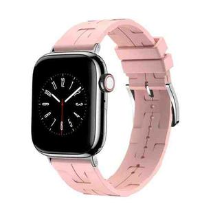 For Apple Watch Series 9 45mm H Texture Soft Silicone Buckle Watch Band(Light Pink)