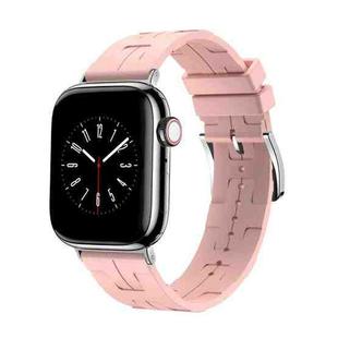 For Apple Watch Series 9 41mm H Texture Soft Silicone Buckle Watch Band(Light Pink)