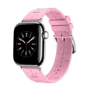 For Apple Watch Series 9 41mm H Texture Soft Silicone Buckle Watch Band(Pink)