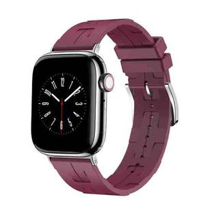 For Apple Watch Series 9 41mm H Texture Soft Silicone Buckle Watch Band(Wine)