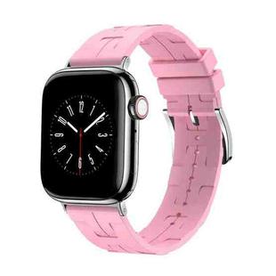 For Apple Watch SE 2022 44mm H Texture Soft Silicone Buckle Watch Band(Pink)