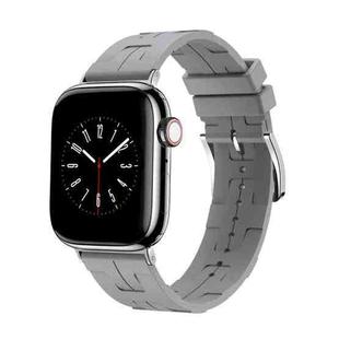 For Apple Watch Series 7 41mm H Texture Soft Silicone Buckle Watch Band(Gray)