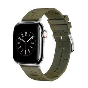 For Apple Watch Series 7 41mm H Texture Soft Silicone Buckle Watch Band(Army Green)