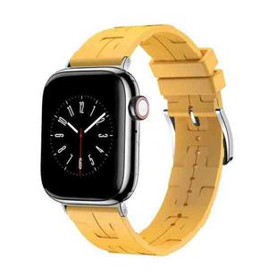 For Apple Watch Series 6 40mm H Texture Soft Silicone Buckle Watch Band(Yellow)