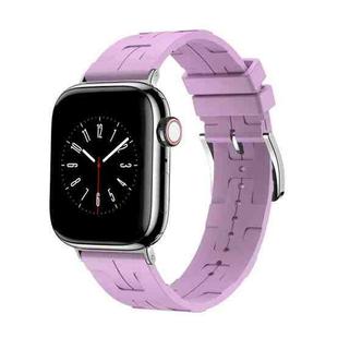 For Apple Watch Series 5 44mm H Texture Soft Silicone Buckle Watch Band(Purple)