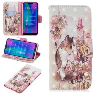 3D Colored Drawing Pattern Horizontal Flip Leather Case for  Huawei Honor8C, with Holder & Card Slots & Wallet(Cat)