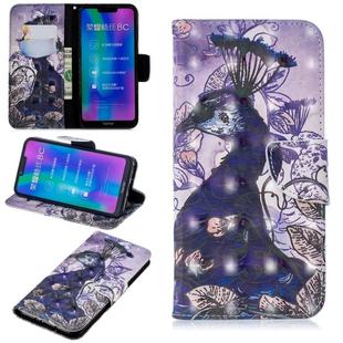 3D Colored Drawing Pattern Horizontal Flip Leather Case for  Huawei Honor8C, with Holder & Card Slots & Wallet(Peacock)