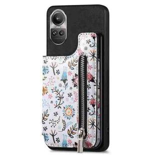 For OPPO Reno10 Pro Global Retro Painted Zipper Wallet Back Phone Case(Black)