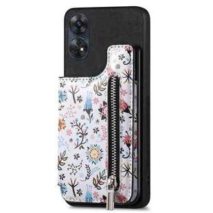 For OPPO Reno8 T 4G Retro Painted Zipper Wallet Back Phone Case(Black)