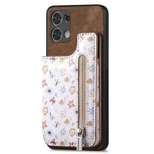For OPPO Reno8 Pro 5G Retro Painted Zipper Wallet Back Phone Case(Brown)