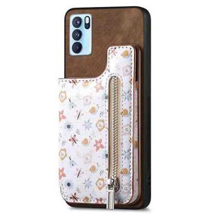 For OPPO A16 Retro Painted Zipper Wallet Back Phone Case(Brown)