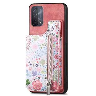 For OPPO A93 5G/A74 5G/A54 5G Retro Painted Zipper Wallet Back Phone Case(Pink)