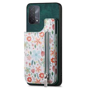 For OPPO A93 5G/A74 5G/A54 5G Retro Painted Zipper Wallet Back Phone Case(Green)