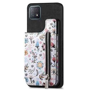 For OPPO A72 5G Retro Painted Zipper Wallet Back Phone Case(Black)