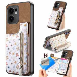 For OPPO Reno13 F Retro Painted Zipper Wallet Back Phone Case(Brown)