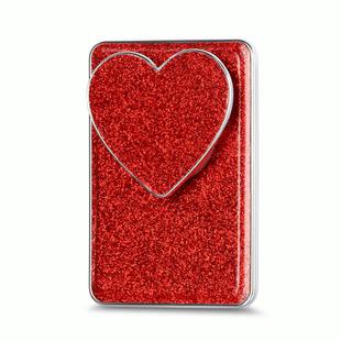 Electroplating Glitter Magsafe Airbag Heart Stand Phone Card Bag(Red)