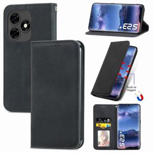 For Tecno Itel S23+ Retro Skin Feel Magnetic Flip Leather Phone Case(Black)